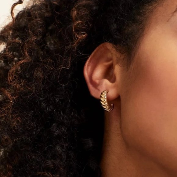 14K Gold Filled 27mm Wide Thin Dome C-Shaped Geometric Hoop  14K Gold Filled Crescent Dome Earrings